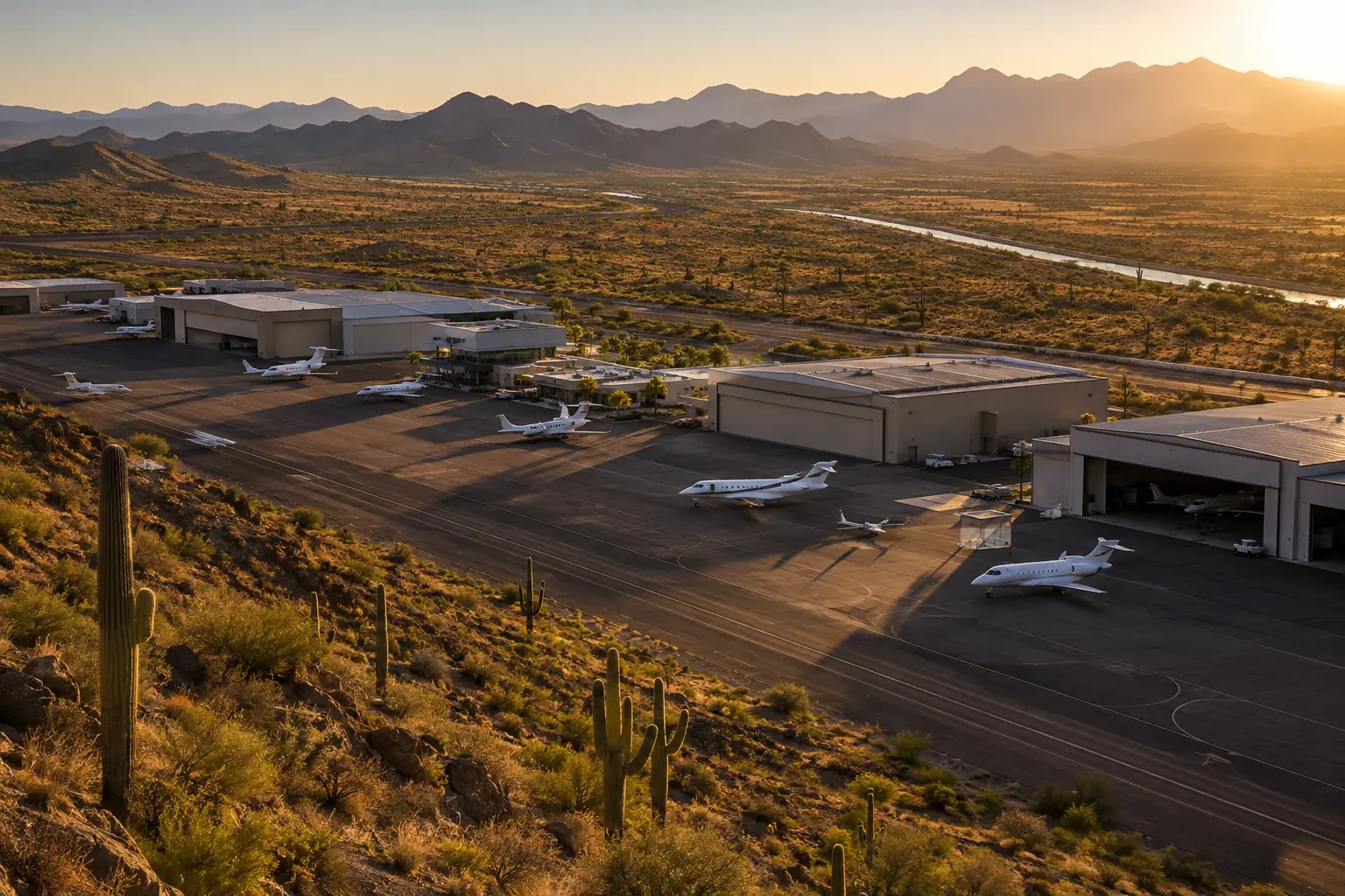 Business aviation ramp near Phoenix